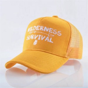 طباعة مخصصة للقطن الأصفر من جلد الغزال التطريز من 6 لوحة شبكات القبعات البيسبول قبعة الشاحنة قبعة الشاحنة